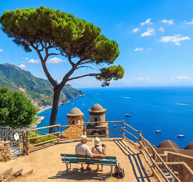 Ravello cliffside gardens overlooking the Amalfi Coast